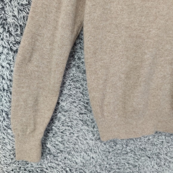 Quince 100% Cashmere Luxe Crew Neck Long Sleeve Sweater Top Women Medium Beige - Picture 12 of 15